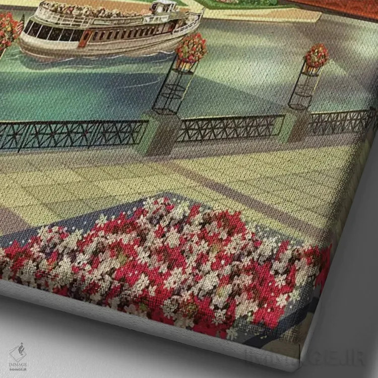 تابلو دکوراتیو شیکاگو اول اثر اولد رد تراک - نمای نزدیک بافت بوم