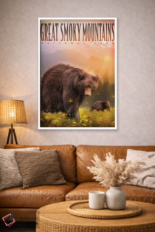 تابلو دکوراتیو خرس های کوه دودزده اثر اولد رد تراک - D3W