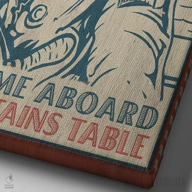 تابلو دکوراتیو میز کاپیتان اثر اولد رد تراک - نمای نزدیک بافت بوم