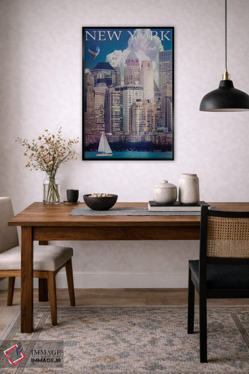 تابلو دکوراتیو رودخانه منهتن نیویورک اثر اولد رد تراک - D5B
