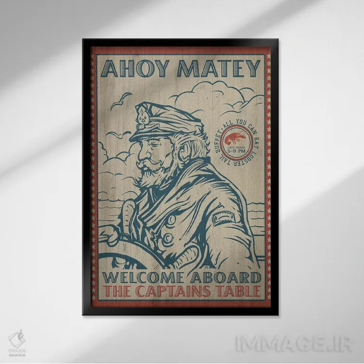 تابلو دکوراتیو میز کاپیتان اثر اولد رد تراک - نمای قابدار مشکی