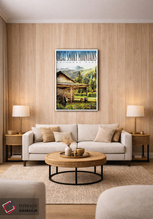 تابلو دکوراتیو کلبه کوه دودزده اثر اولد رد تراک - D1W