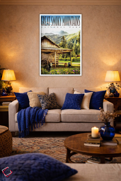 تابلو دکوراتیو کلبه کوه دودزده اثر اولد رد تراک - D2W