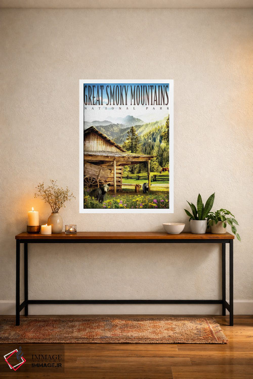 تابلو دکوراتیو کلبه کوه دودزده اثر اولد رد تراک - D3W