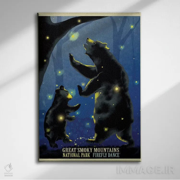 تابلو دکوراتیو رقص کرم شب تاب اثر اولد رد تراک - نمای روبهرو روی دیوار