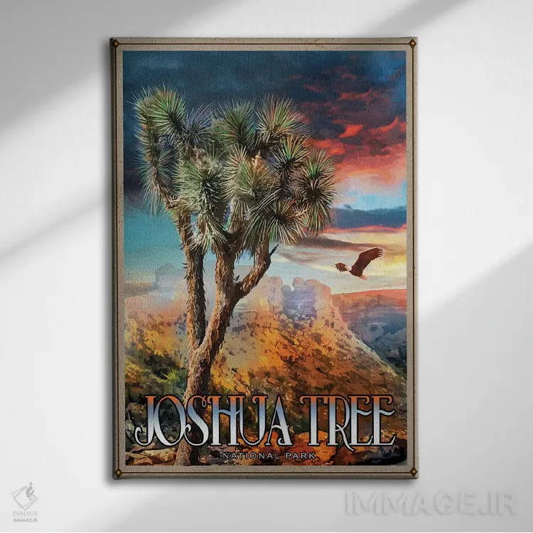 تابلو دکوراتیو پارک ملی جاشوا تری اثر اولد رد تراک - نمای روبهرو روی دیوار