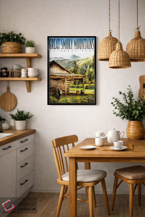 تابلو دکوراتیو کلبه کوه دودزده اثر اولد رد تراک - D5B