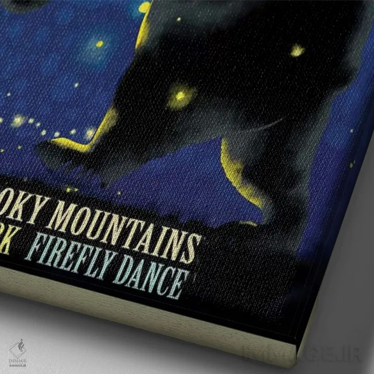 تابلو دکوراتیو رقص کرم شب تاب اثر اولد رد تراک - نمای نزدیک بافت بوم