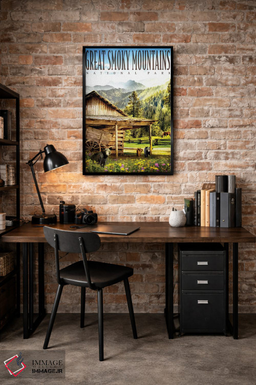 تابلو دکوراتیو کلبه کوه دودزده اثر اولد رد تراک - D4B