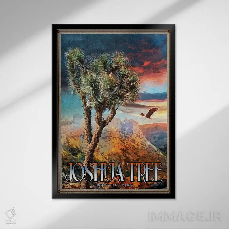 تابلو دکوراتیو پارک ملی جاشوا تری اثر اولد رد تراک - نمای قابدار مشکی