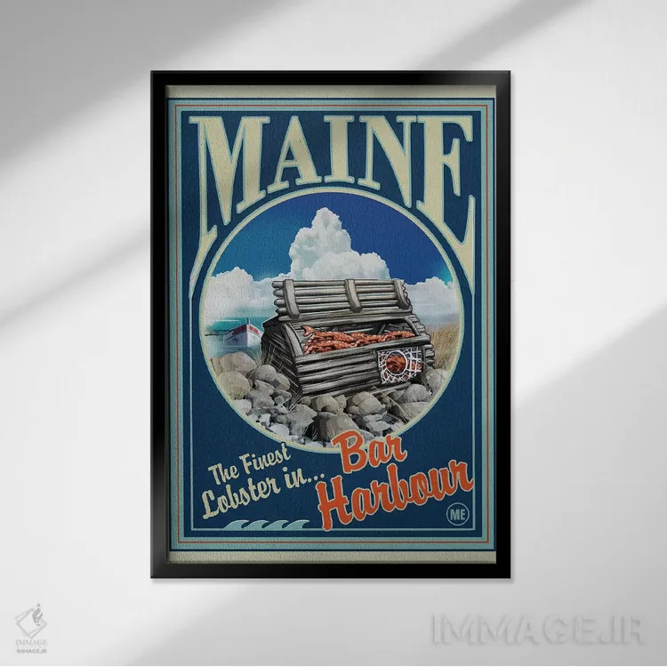 تابلو دکوراتیو بار هاربر، خرچنگ مین اثر اولد رد تراک - نمای قابدار مشکی