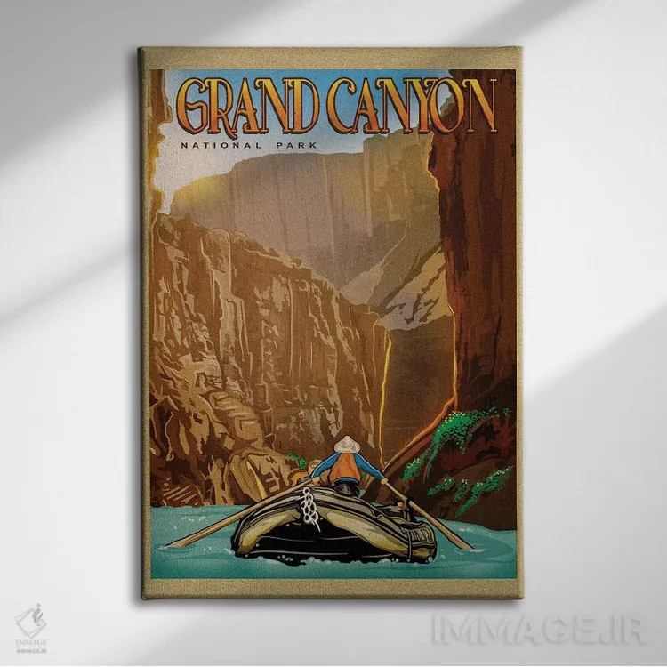 تابلو دکوراتیو سوار شدن بر رودخانه گرند کنیون اثر اولد رد تراک - نمای روبهرو روی دیوار