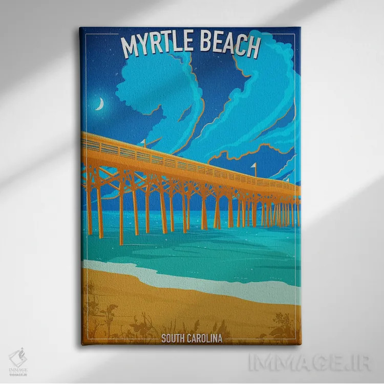 تابلو دکوراتیو ساحل میرتل اثر اولد رد تراک - نمای روبهرو روی دیوار