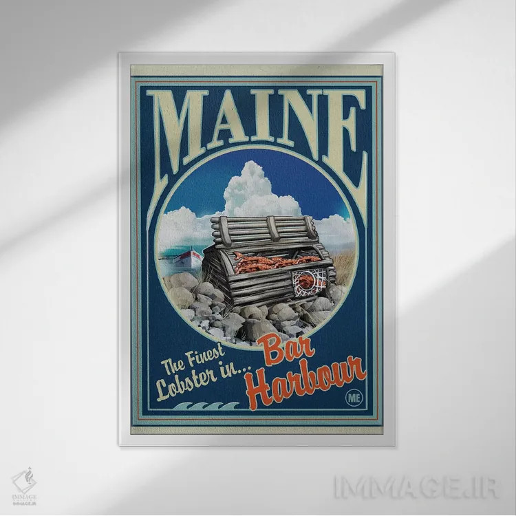 تابلو دکوراتیو بار هاربر، خرچنگ مین اثر اولد رد تراک - نمای قابدار سفید