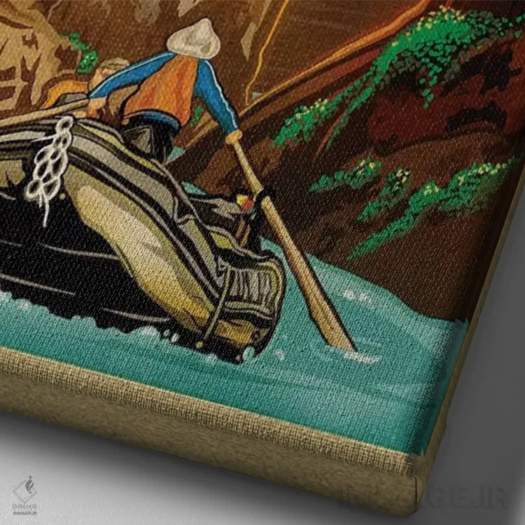 تابلو دکوراتیو سوار شدن بر رودخانه گرند کنیون اثر اولد رد تراک - نمای نزدیک بافت بوم