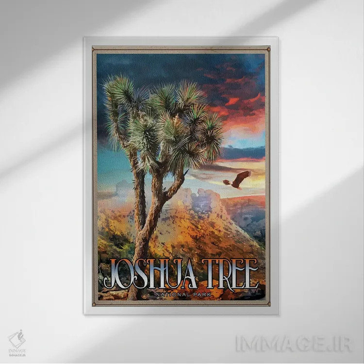 تابلو دکوراتیو پارک ملی جاشوا تری اثر اولد رد تراک - نمای قابدار سفید