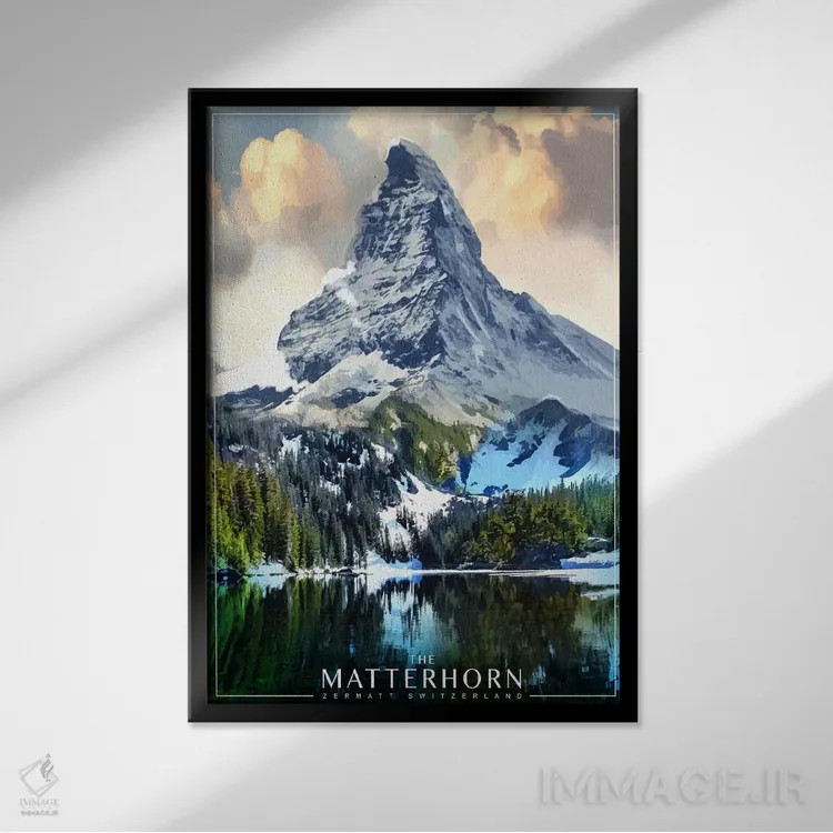 تابلو دکوراتیو ماترهورن اثر اولد رد تراک - نمای قابدار مشکی