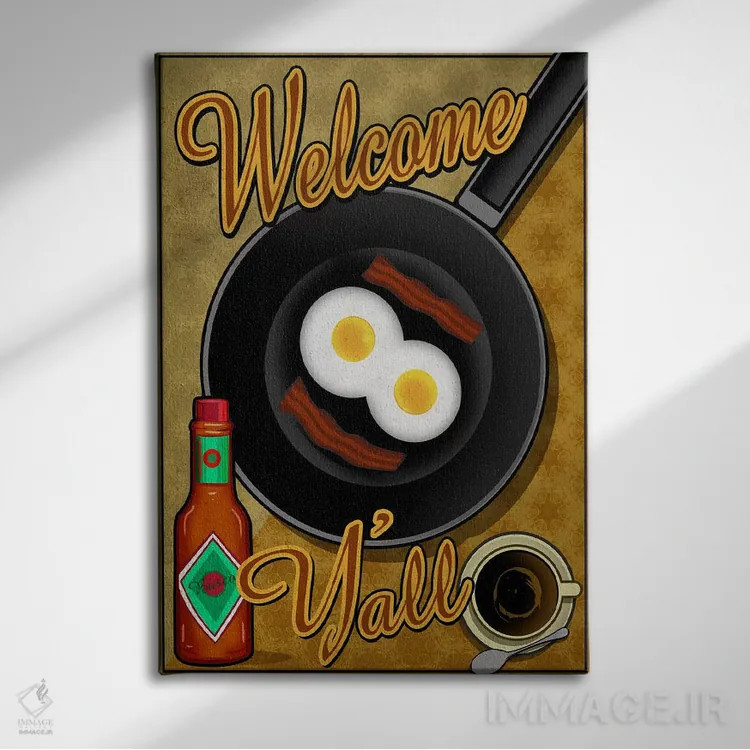 تابلو دکوراتیو خوش آمدید به همگی اثر اولد رد تراک - نمای روبهرو روی دیوار