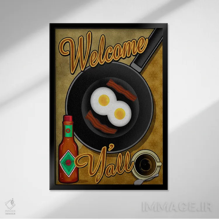 تابلو دکوراتیو خوش آمدید به همگی اثر اولد رد تراک - نمای قابدار مشکی