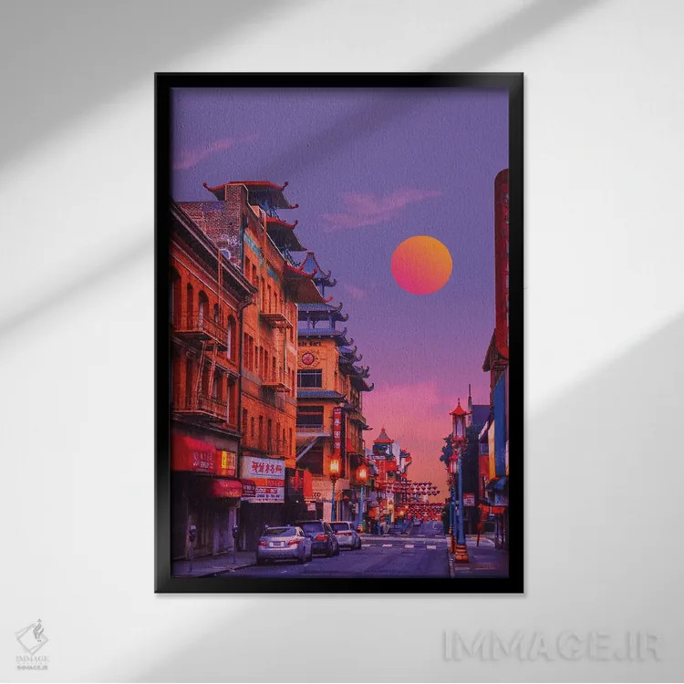 تابلو دکوراتیو محله چینی ها سوم اثر دانر اوروزکو - نمای قابدار مشکی