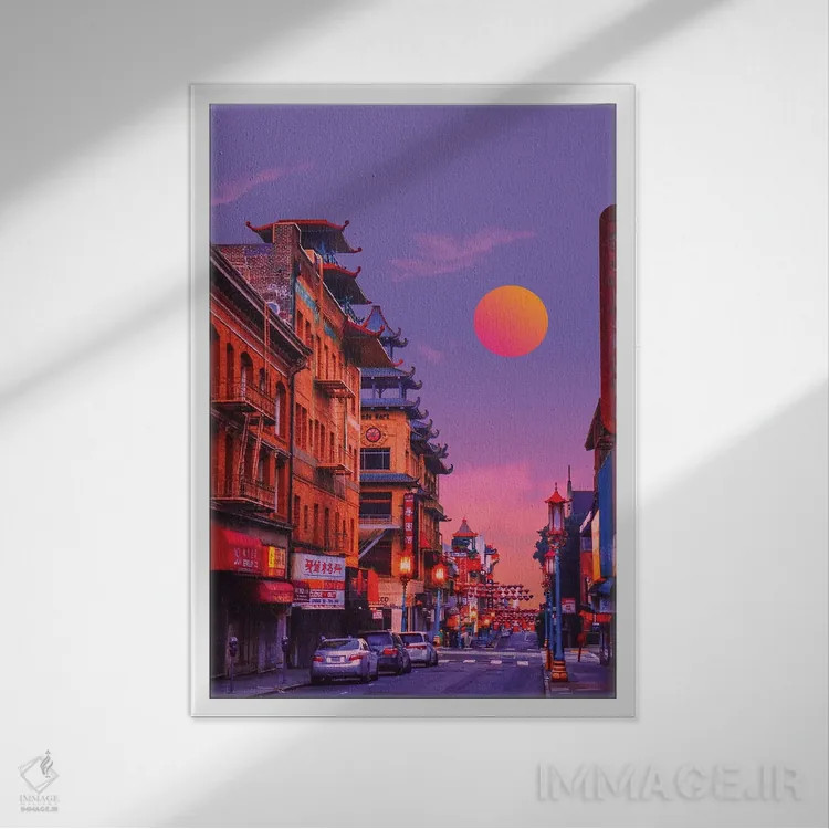 تابلو دکوراتیو محله چینی ها سوم اثر دانر اوروزکو - نمای قابدار سفید