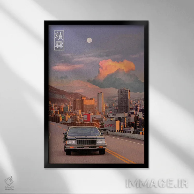 تابلو دکوراتیو ابر کومولوس در ژاپن اول اثر دانر اوروزکو - نمای قابدار مشکی