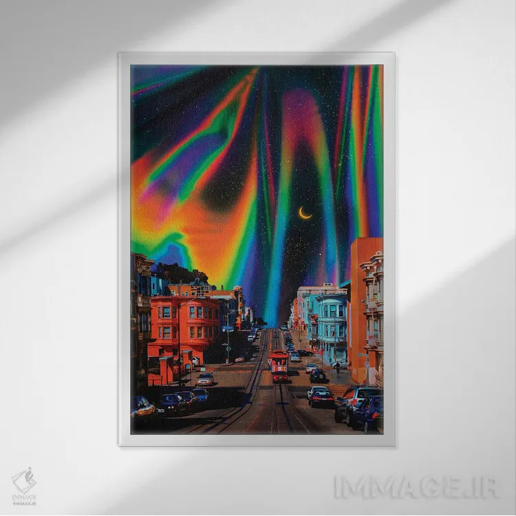 تابلو دکوراتیو شهر رنگین اثر دانر اوروزکو - نمای قابدار سفید