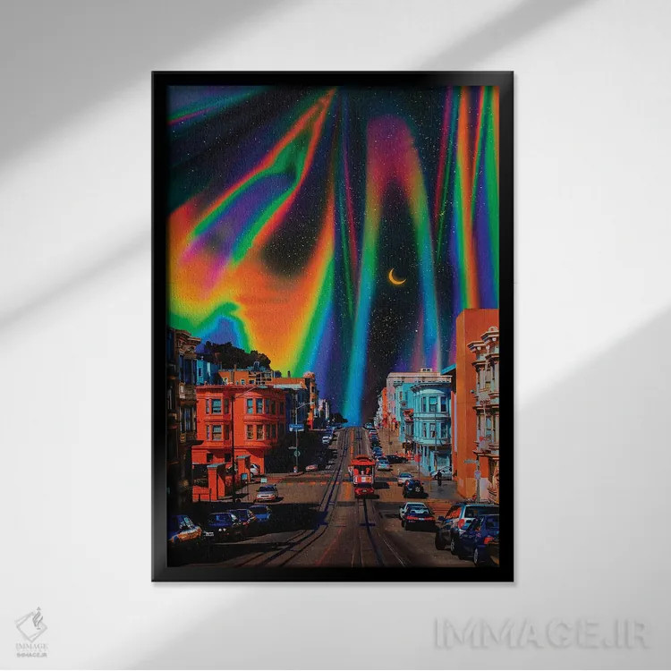 تابلو دکوراتیو شهر رنگین اثر دانر اوروزکو - نمای قابدار مشکی