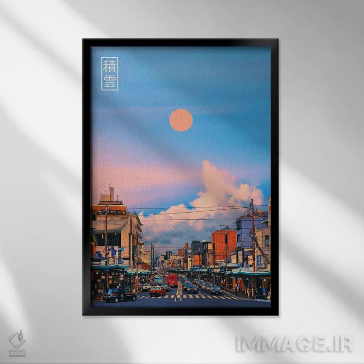 تابلو دکوراتیو ابر کومولوس در ژاپن چهارم اثر دانر اوروزکو - نمای قابدار مشکی