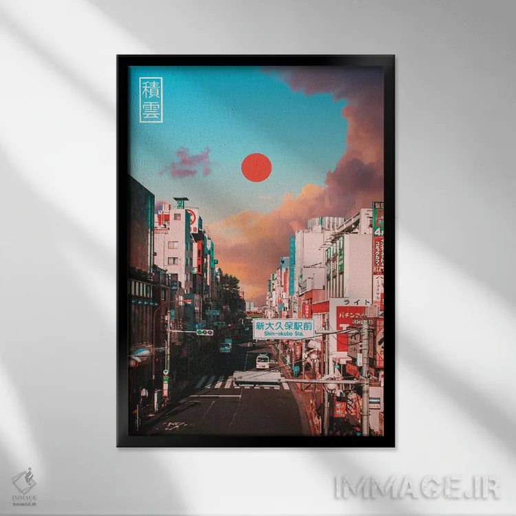 تابلو دکوراتیو ابر کومولوس در ژاپن پنجم اثر دانر اوروزکو - نمای قابدار مشکی