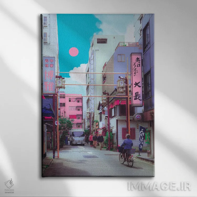 تابلو دکوراتیو کیوتو شهر پاستلی اثر دانر اوروزکو - نمای روبهرو روی دیوار