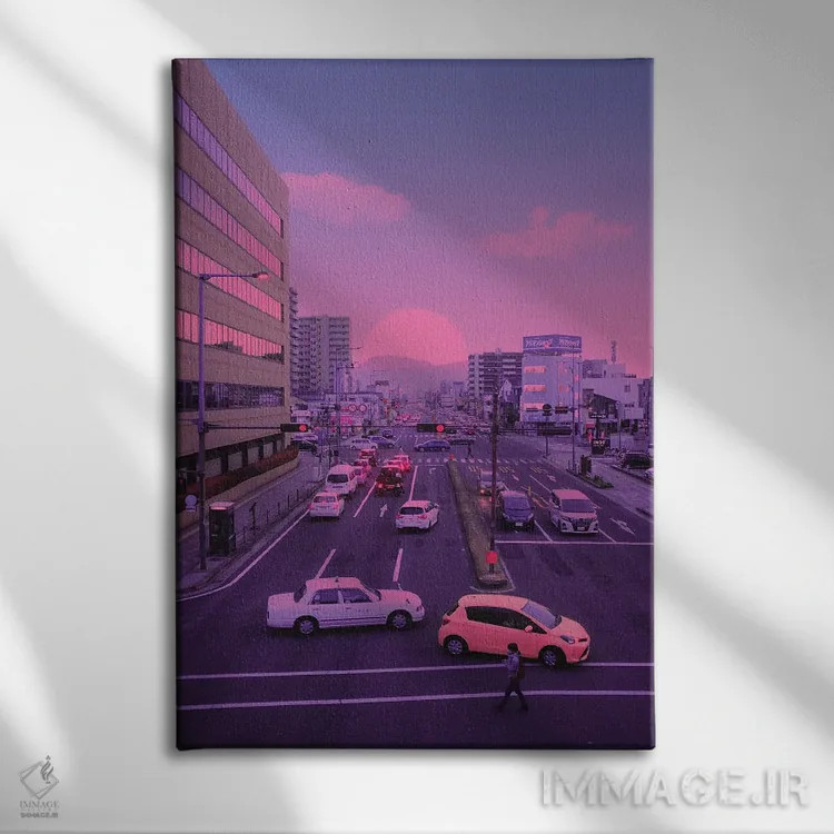 تابلو دکوراتیو غروب ژاپنی اثر دانر اوروزکو - نمای روبهرو روی دیوار