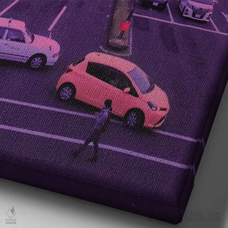 تابلو دکوراتیو غروب ژاپنی اثر دانر اوروزکو - نمای نزدیک بافت بوم