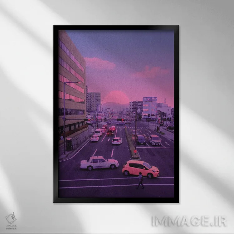 تابلو دکوراتیو غروب ژاپنی اثر دانر اوروزکو - نمای قابدار مشکی