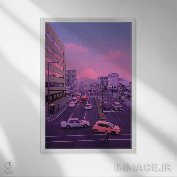 تابلو دکوراتیو غروب ژاپنی اثر دانر اوروزکو - نمای قابدار سفید