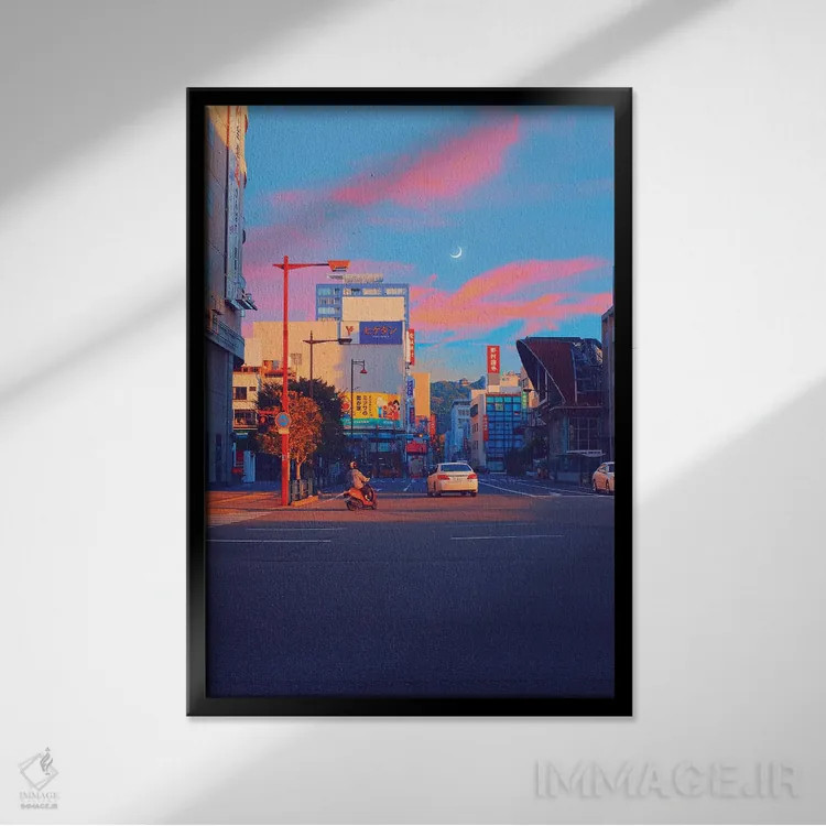 تابلو دکوراتیو ماتسویاما شهر پاستلی سوم اثر دانر اوروزکو - نمای قابدار مشکی