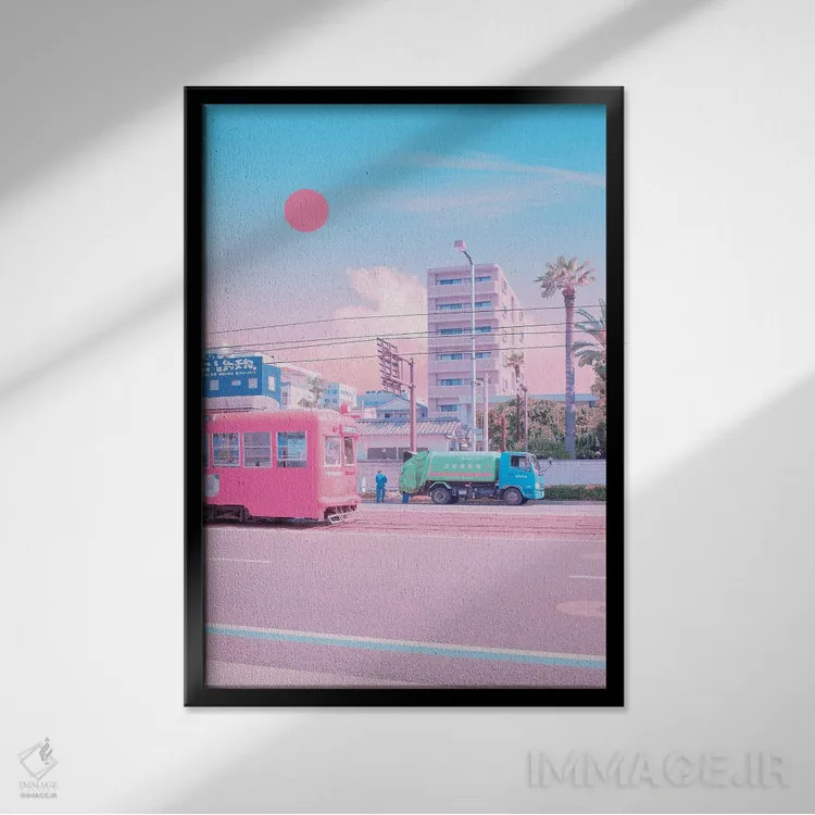 تابلو دکوراتیو ماتسویاما شهر پاستلی اول اثر دانر اوروزکو - نمای قابدار مشکی