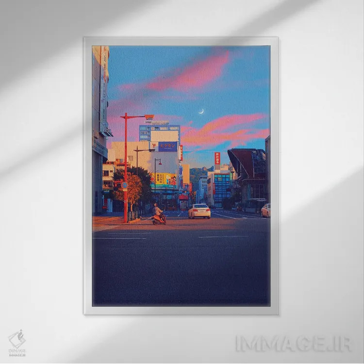 تابلو دکوراتیو ماتسویاما شهر پاستلی سوم اثر دانر اوروزکو - نمای قابدار سفید