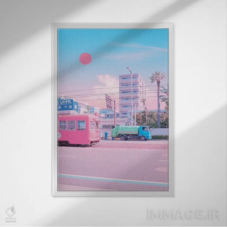 تابلو دکوراتیو ماتسویاما شهر پاستلی اول اثر دانر اوروزکو - نمای قابدار سفید