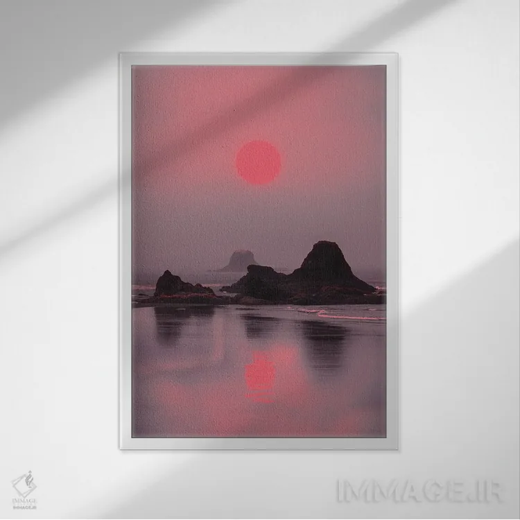 تابلو دکوراتیو جزیره نئون اثر دانر اوروزکو - نمای قابدار سفید