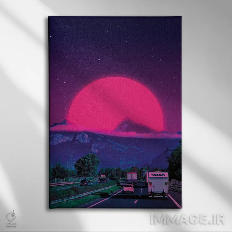 تابلو دکوراتیو جهان های نئون ۴ اثر دانر اوروزکو - نمای روبهرو روی دیوار