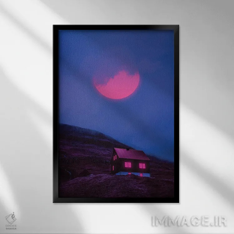 تابلو دکوراتیو جهان های نئون ۵ اثر دانر اوروزکو - نمای قابدار مشکی