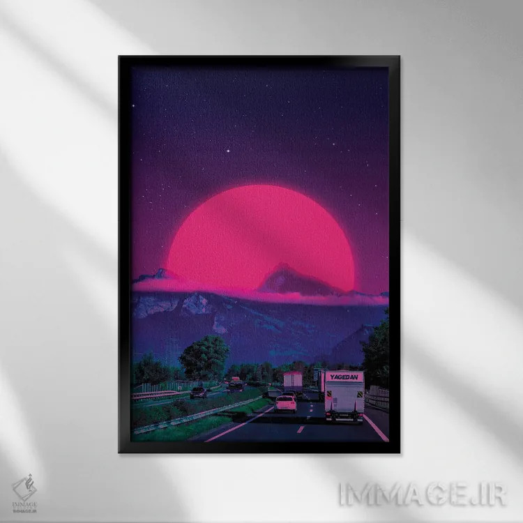 تابلو دکوراتیو جهان های نئون ۴ اثر دانر اوروزکو - نمای قابدار مشکی