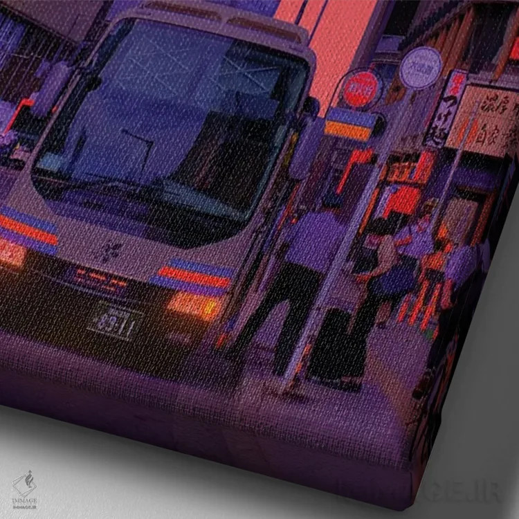 تابلو دکوراتیو جهان های نئون ۶ اثر دانر اوروزکو - نمای نزدیک بافت بوم