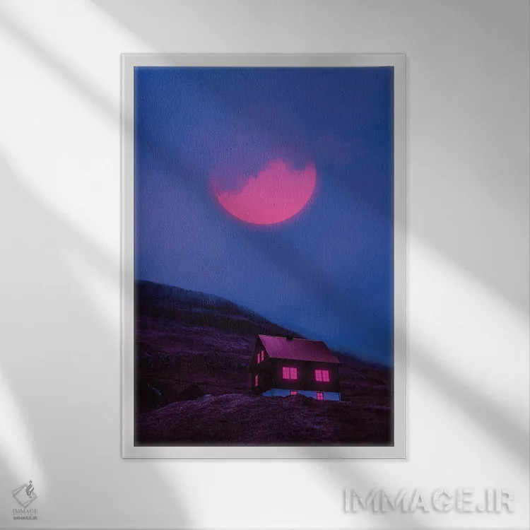 تابلو دکوراتیو جهان های نئون ۵ اثر دانر اوروزکو - نمای قابدار سفید