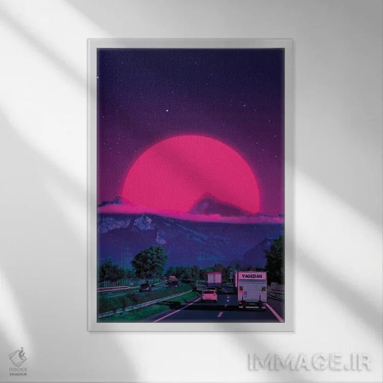 تابلو دکوراتیو جهان های نئون ۴ اثر دانر اوروزکو - نمای قابدار سفید