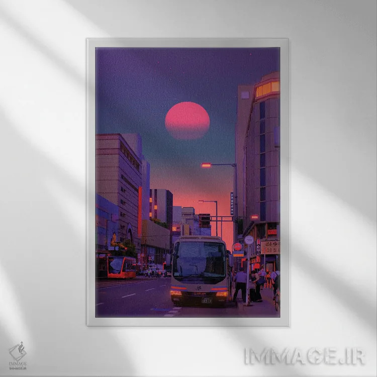 تابلو دکوراتیو جهان های نئون ۶ اثر دانر اوروزکو - نمای قابدار سفید