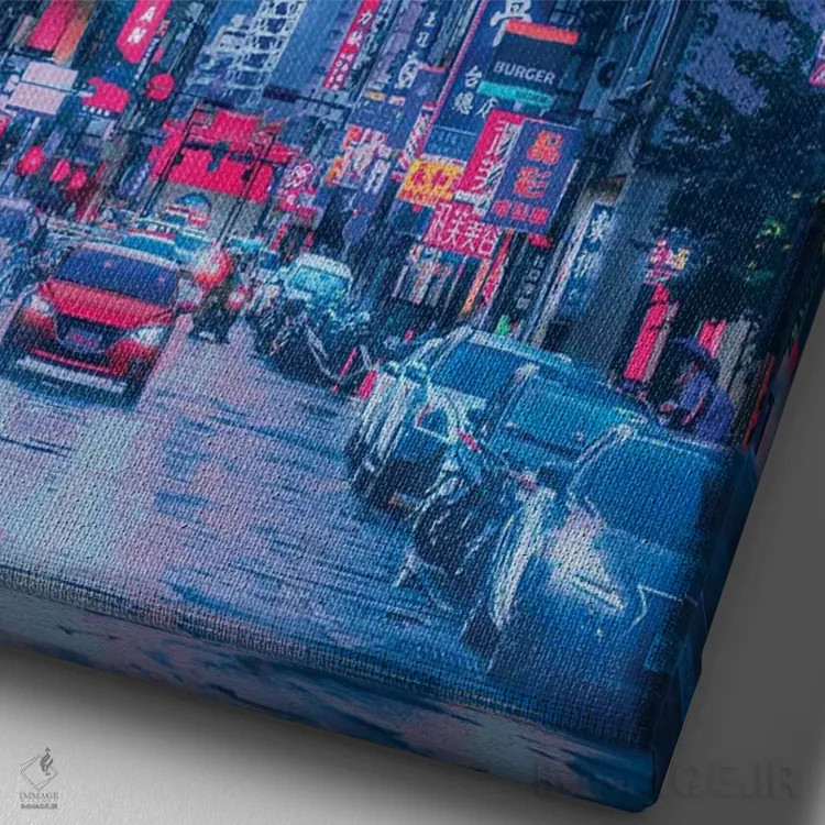 تابلو دکوراتیو جهان های نئون ۷ اثر دانر اوروزکو - نمای نزدیک بافت بوم