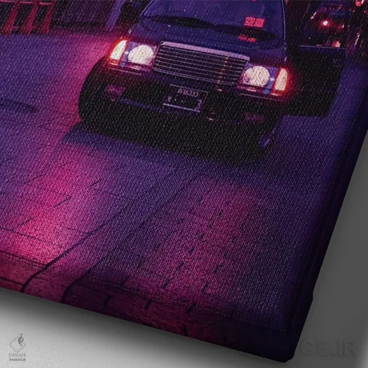 تابلو دکوراتیو جهان های نئون ۹ اثر دانر اوروزکو - نمای نزدیک بافت بوم