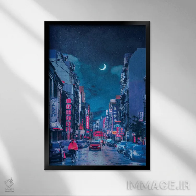 تابلو دکوراتیو جهان های نئون ۷ اثر دانر اوروزکو - نمای قابدار مشکی